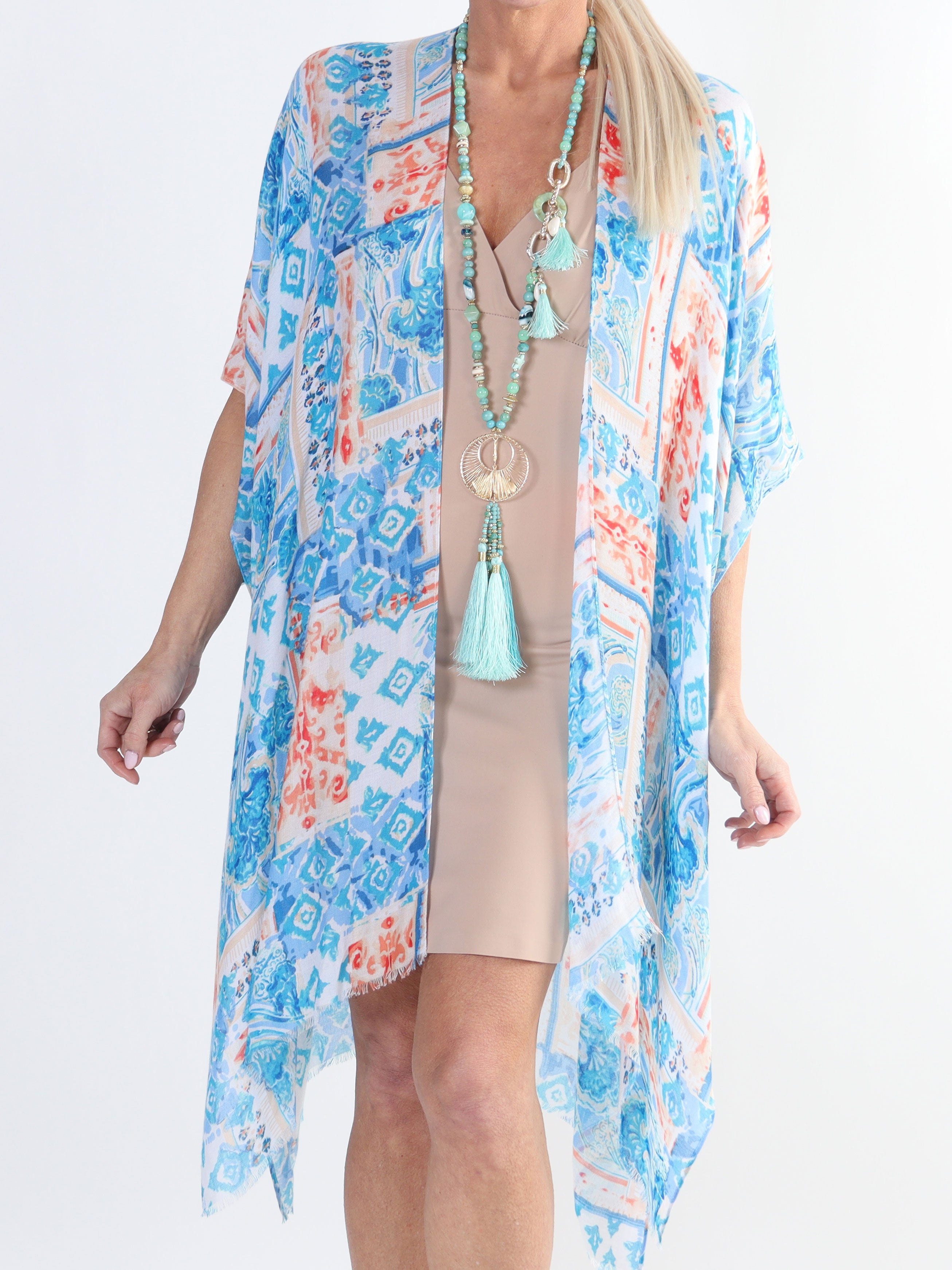 Alexandrine - Let og luftig plus size kimono i bomuld